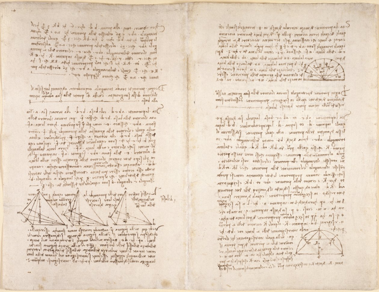 Arundel 263, f.218v, f.215 Poznámky a diagramy z 