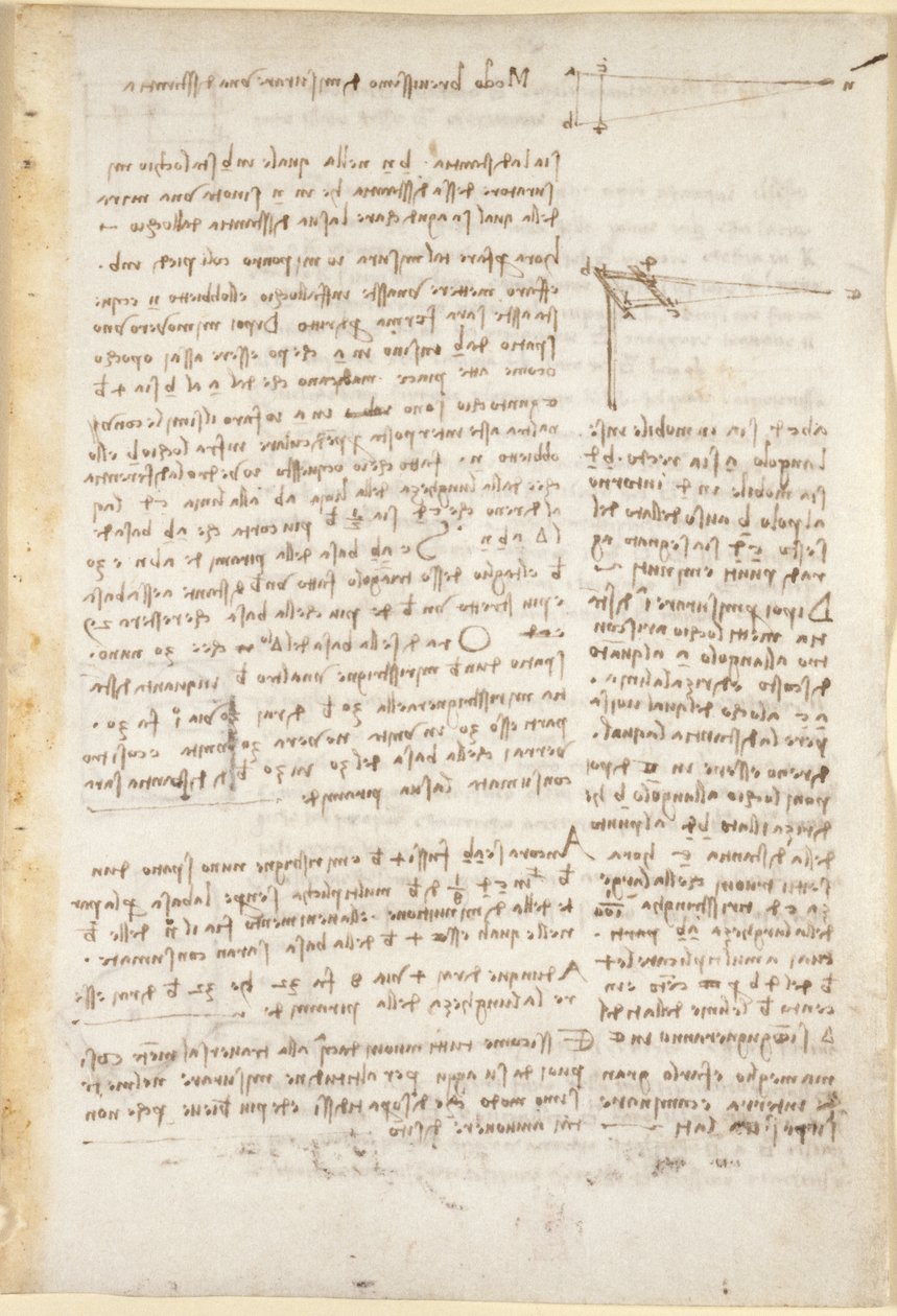Arundel 263, f.26 Poznámky a diagramy těsnopisné metody pro měření vzdáleností z 