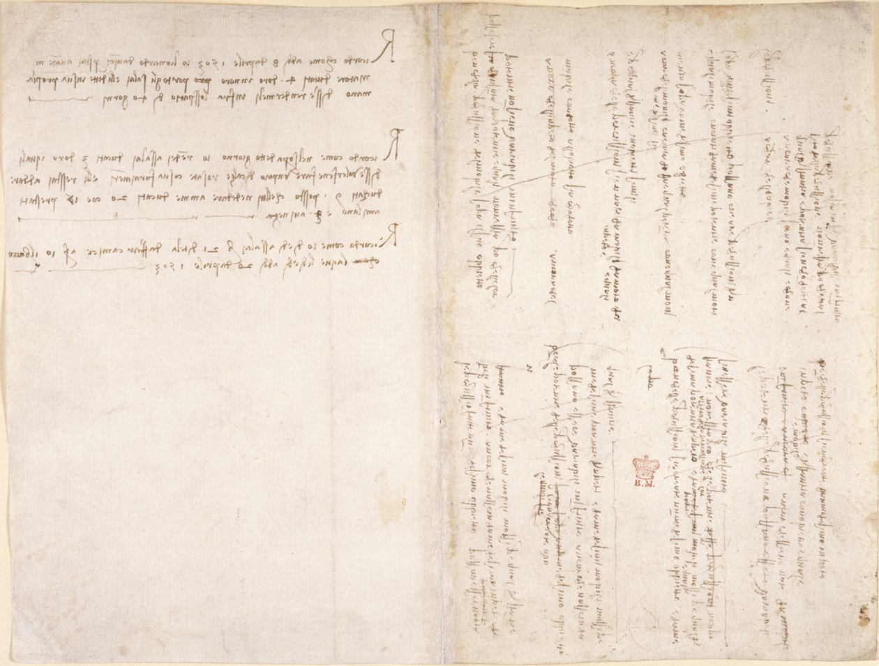 Arundel 263, ff.229v, f.226 Poznámky Leonarda da Vinciho z 