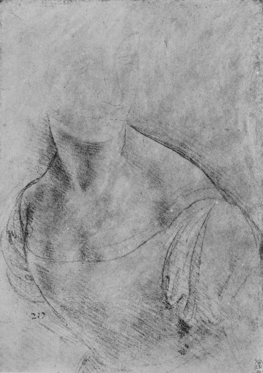Busta ženy otočená doleva, hlava mírně naznačená, c1480 1945 od Leonardo da Vinci