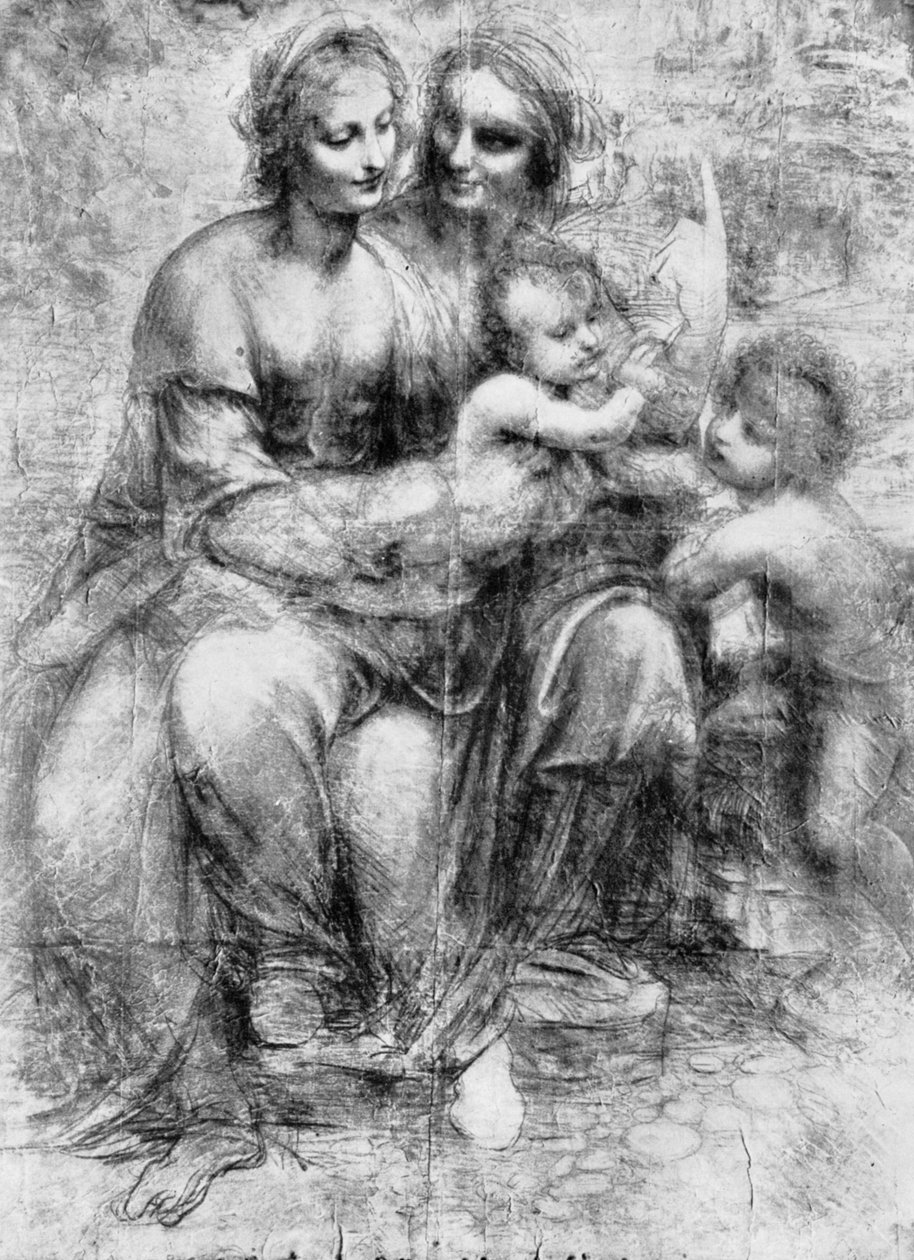 Karikatura svaté Anny s Madonou a dítětem a svatým Janem, 15. století 1930. od Leonardo da Vinci