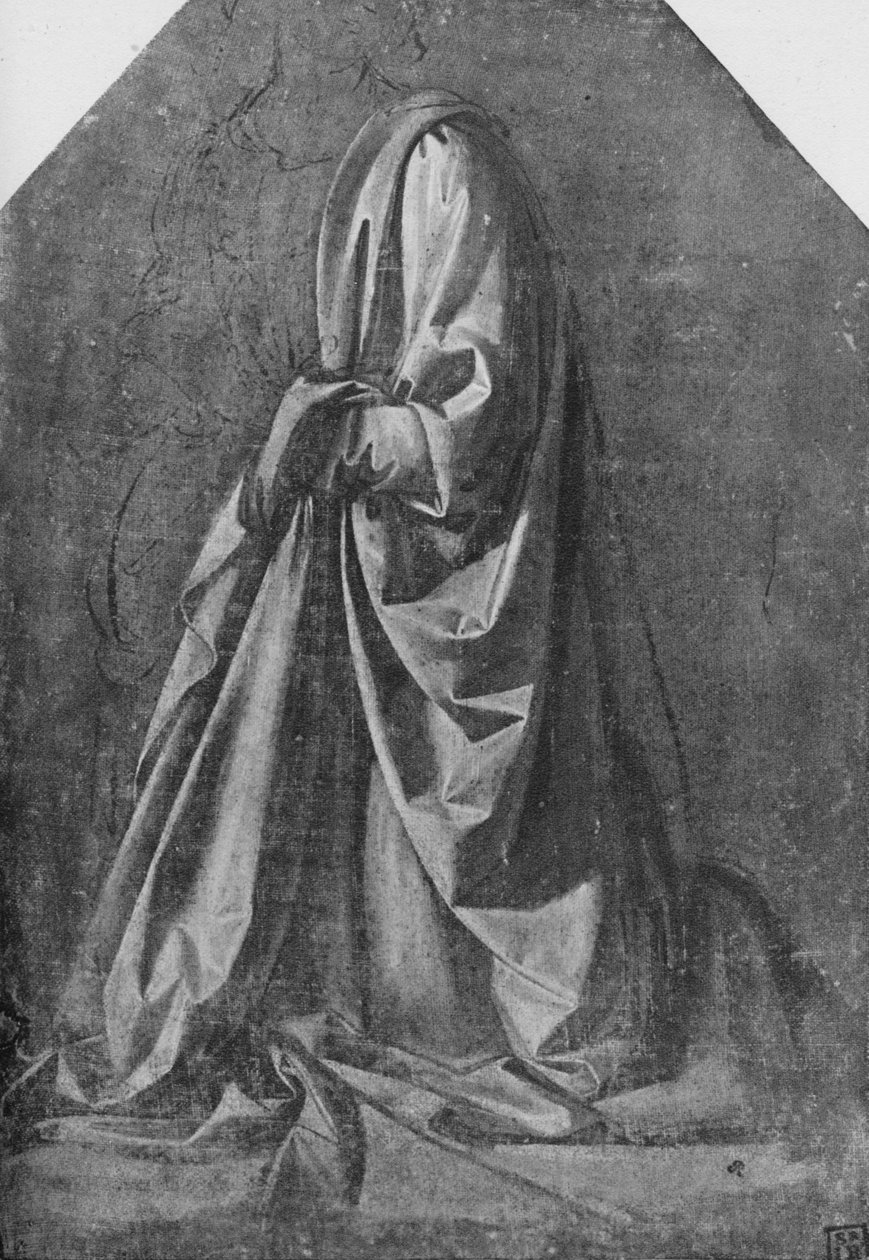 Odlitek Drapery pro postavu klečící doleva, c1475 1945 od Leonardo da Vinci