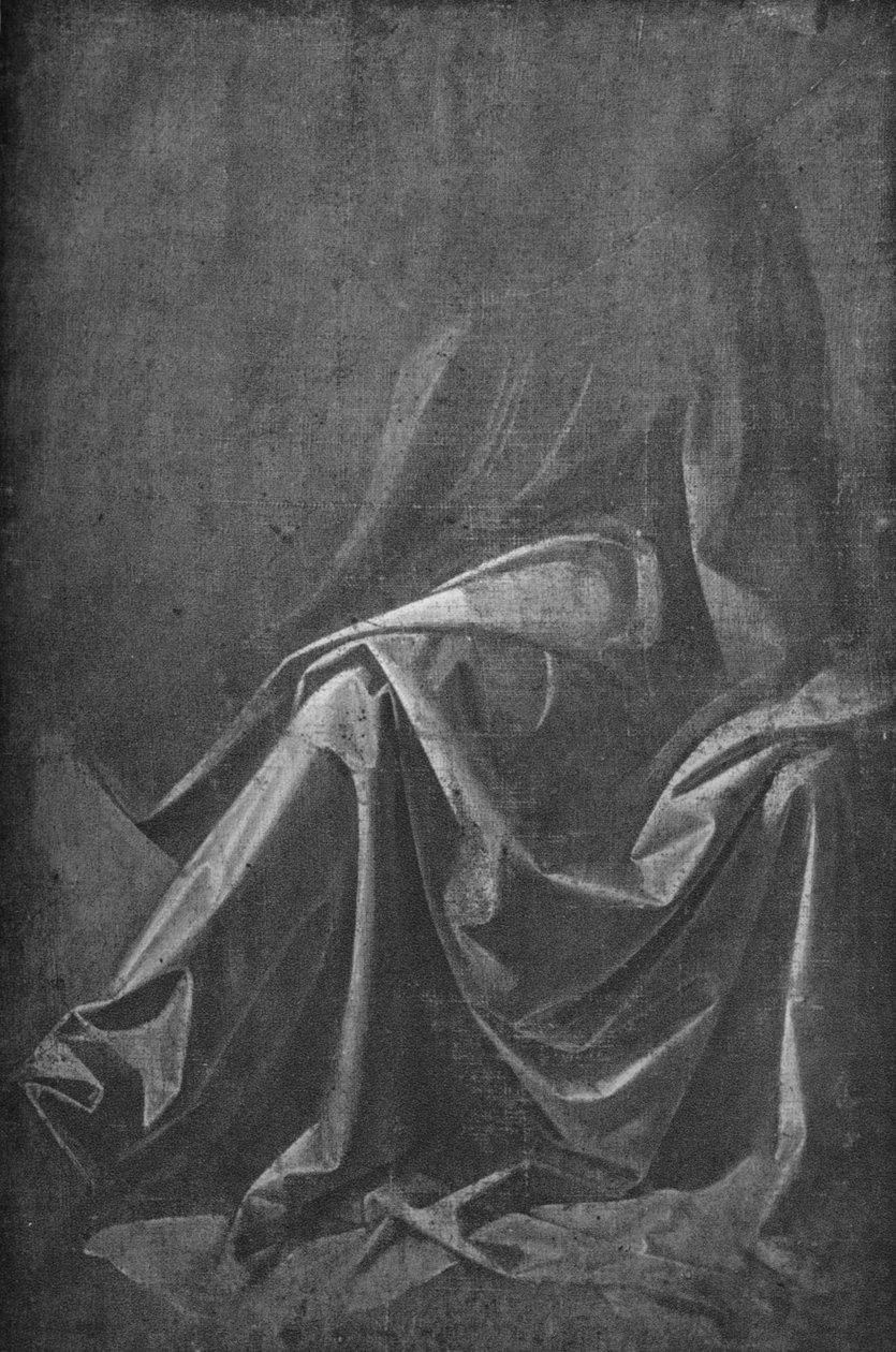 Odlitek Drapery pro sedící postavu, c1475 1945 od Leonardo da Vinci