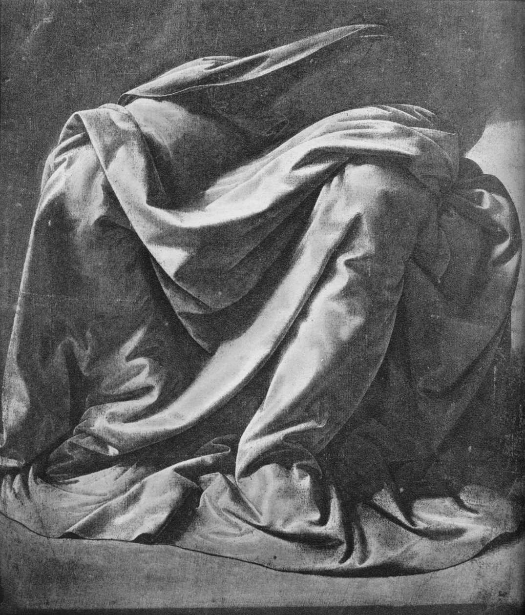 Odlitek drapérie pro nohy sedící postavy, 1470-1484 1945 od Leonardo da Vinci