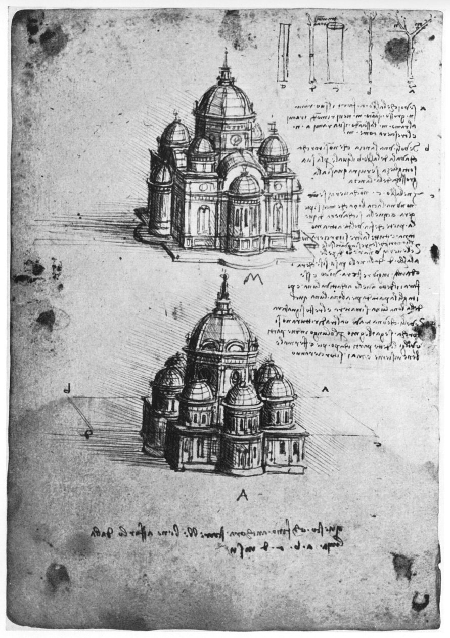 Návrhy na centrální kostel, c1488-1490 1954. od Leonardo da Vinci