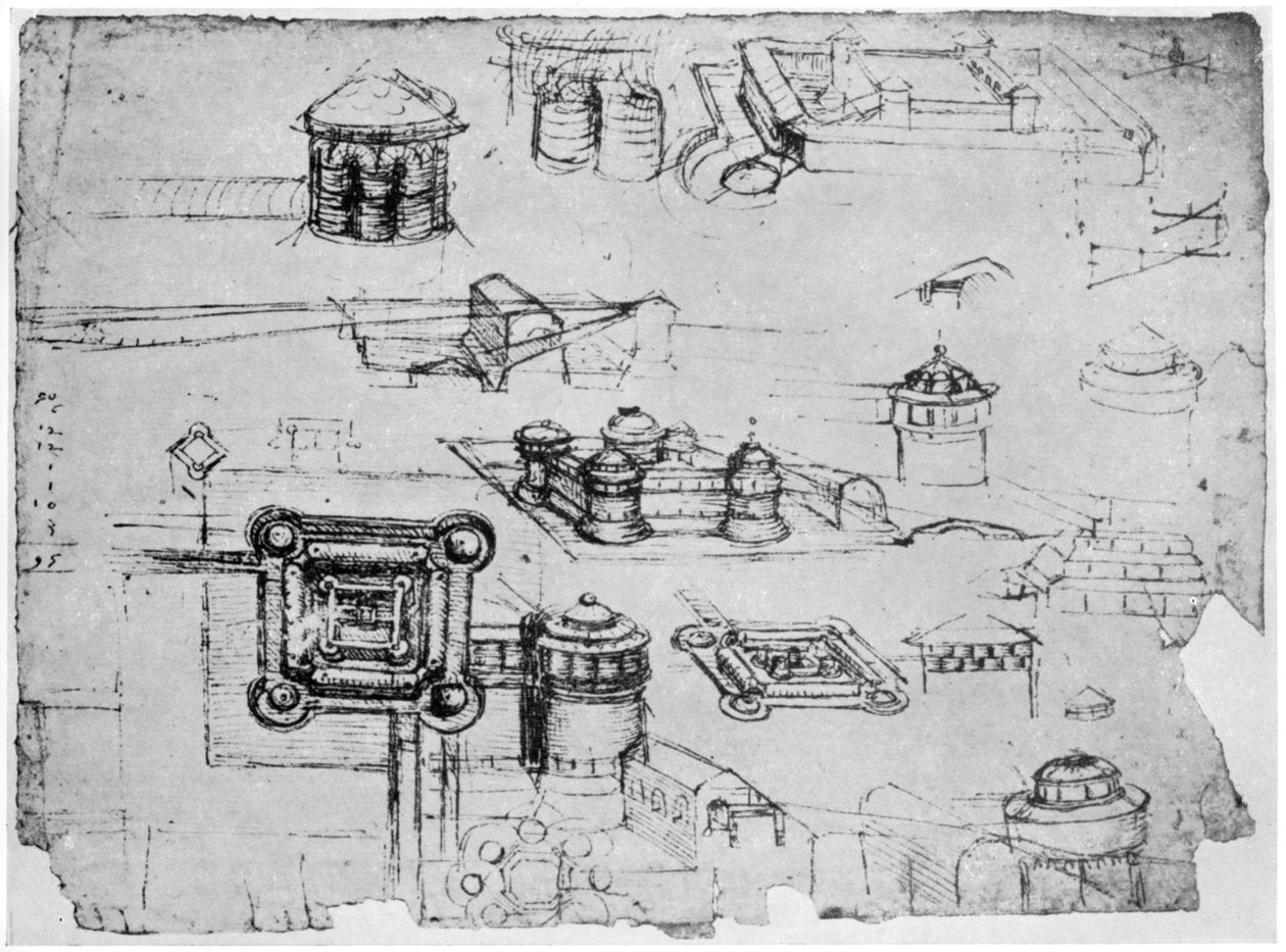 Návrhy pevnosti, 1500-1505 1954. od Leonardo da Vinci