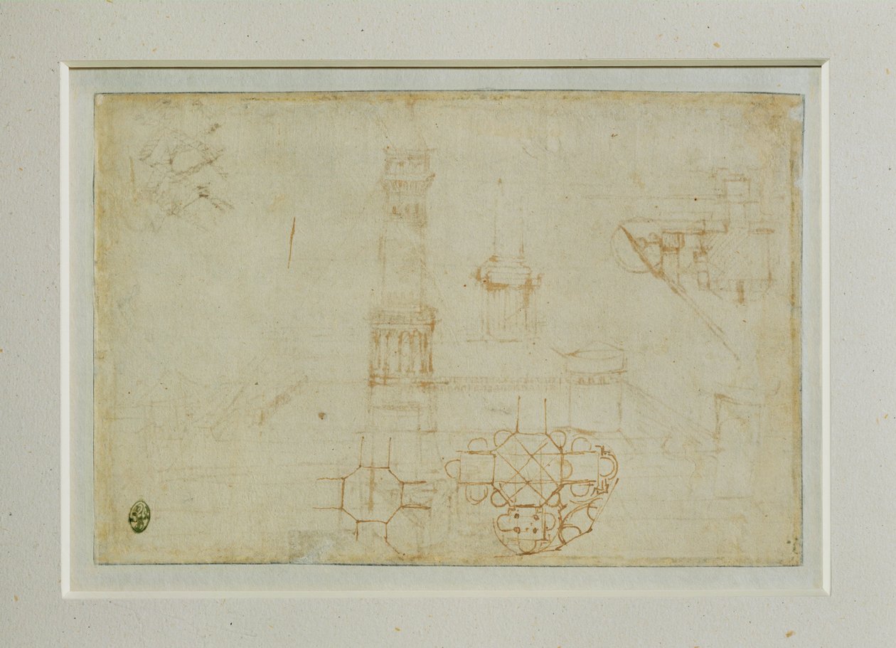 Dvě studie budovy s centrálním půdorysem ... od Leonardo da Vinci