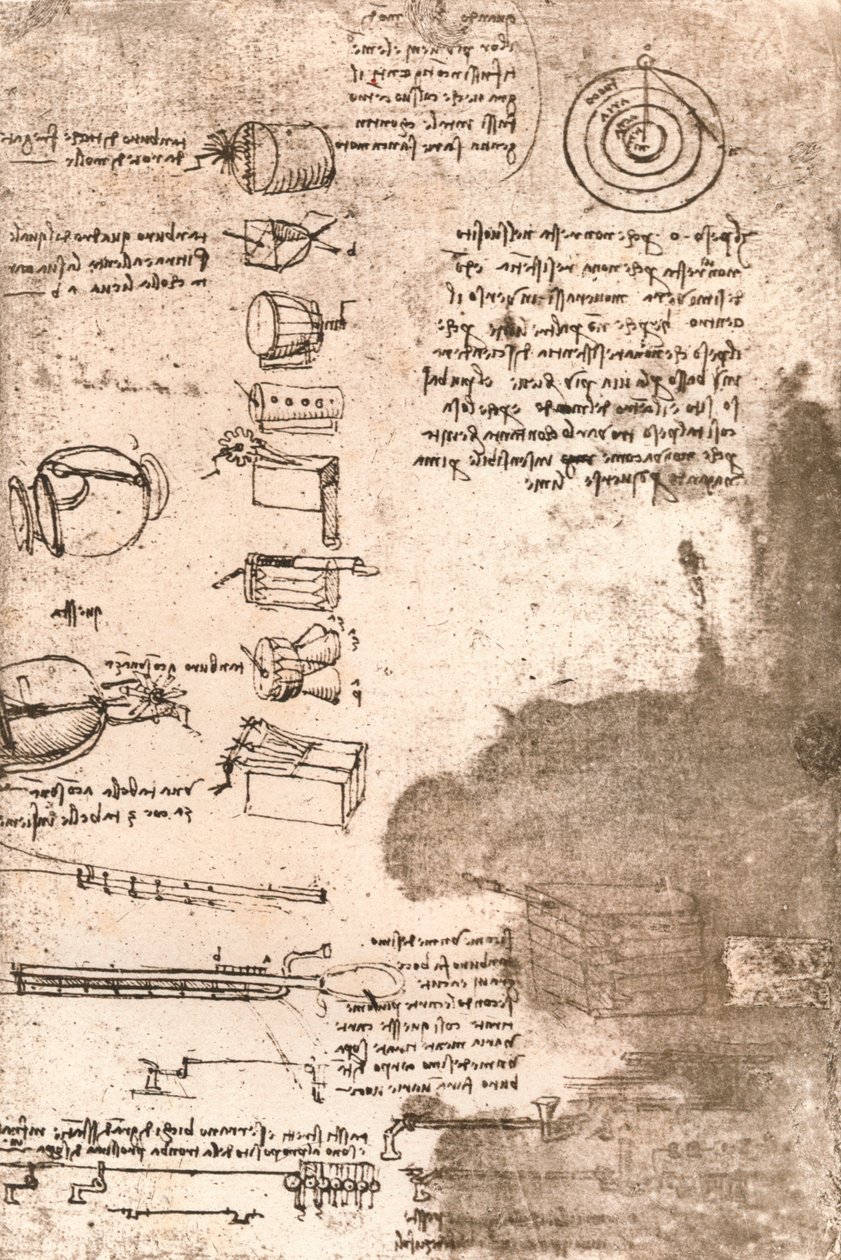 Kresba hudebních nástrojů a jiných předmětů, c1472-c1519 1883 od Leonardo da Vinci