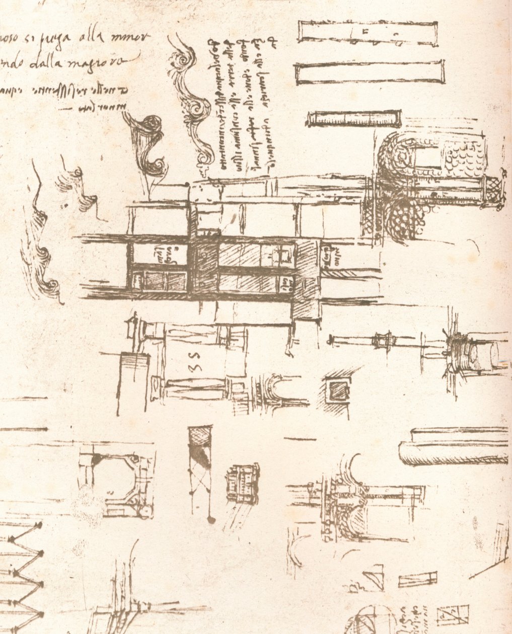Kreslení projektů pro zámky a vily, c1472-c1519 1883 od Leonardo da Vinci
