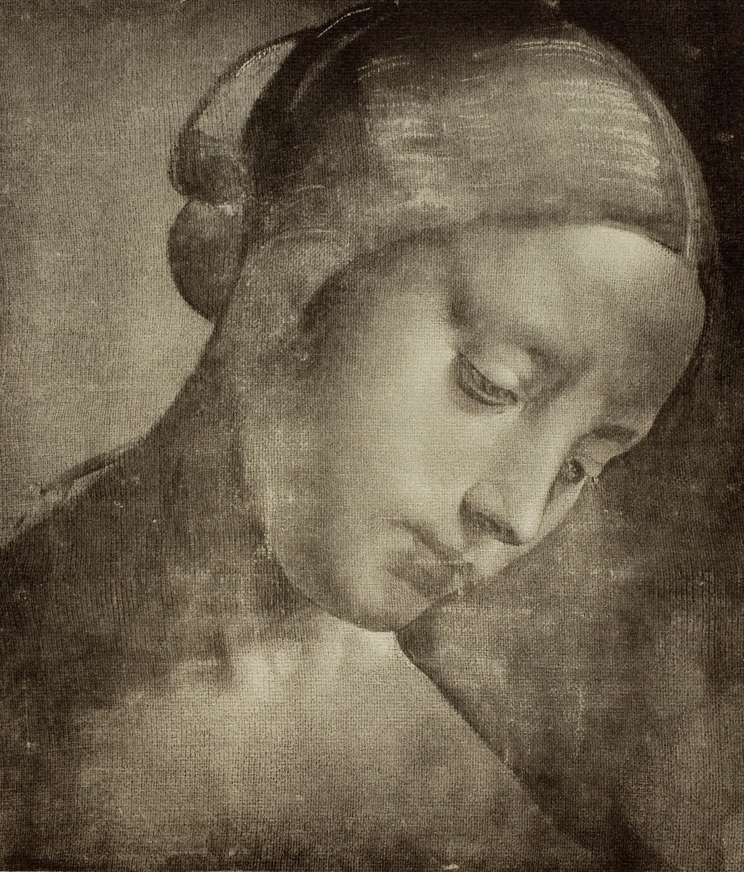 Ženská hlava, kresba Leonardo da Vinci. Kabinet kreseb a tisků, Galerie Uffizi, Florencie od Leonardo da Vinci