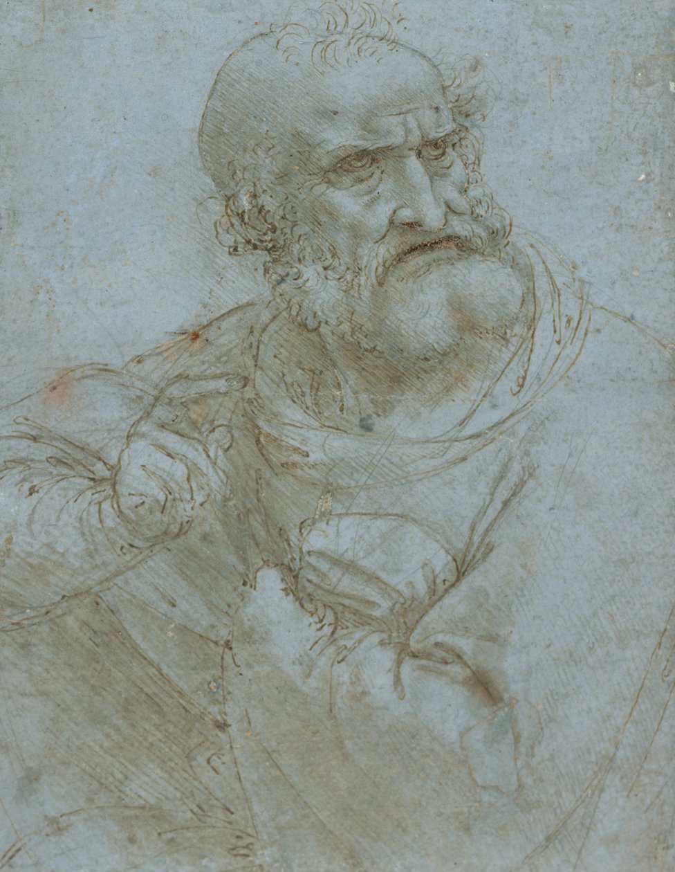 Postava apoštola, cca 1495 (pero, inkoust a kovový hrot na papíře) od Leonardo da Vinci
