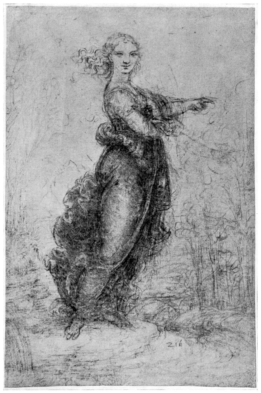 Vznášející se ženská postava, konec 15. nebo začátek 16. století 1954. od Leonardo da Vinci