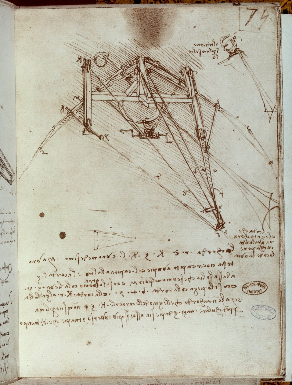 Letící strojní kreslení. Rukopis Leonarda De Vinciho (Leonardo da Vinci od Leonardo da Vinci