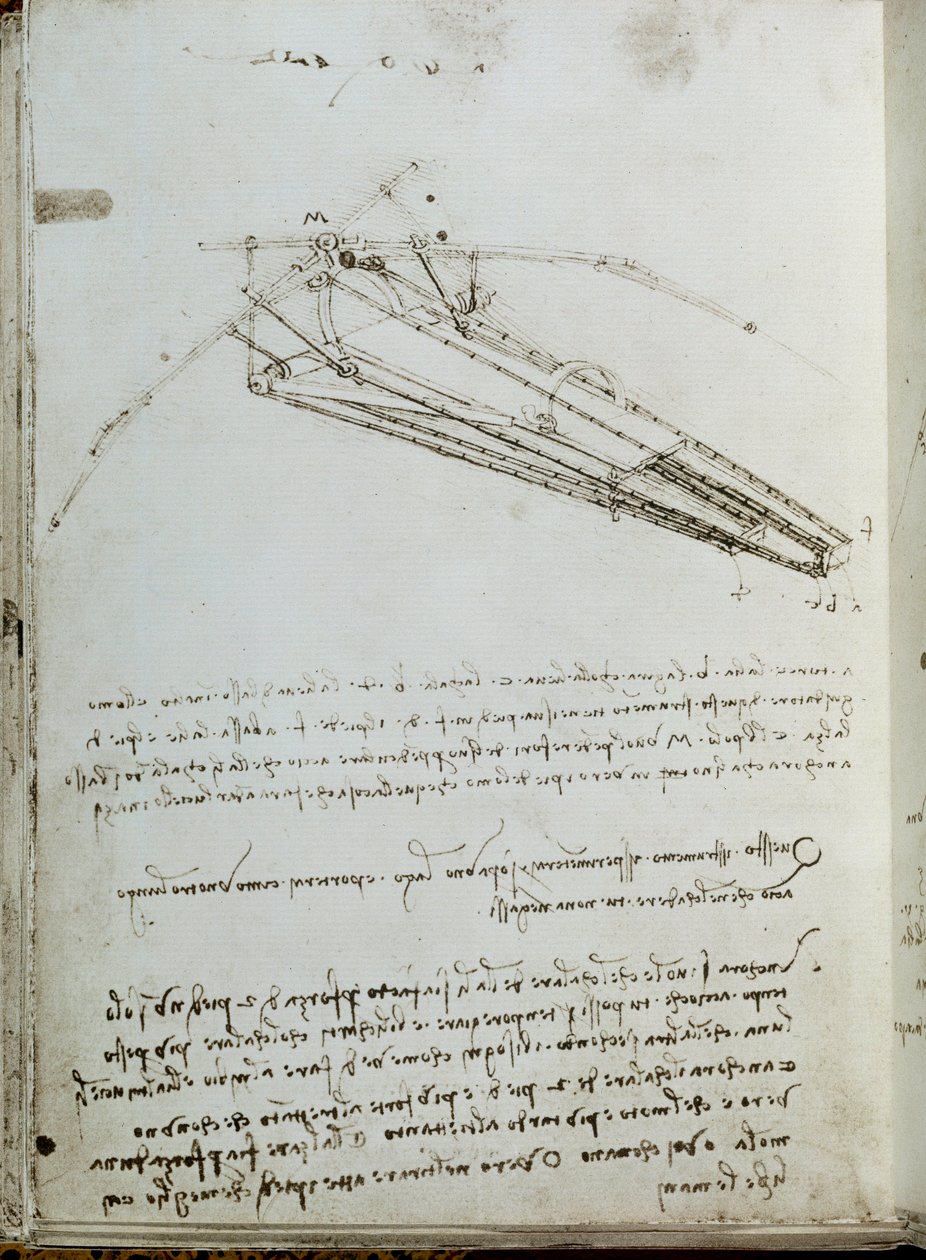 Letící strojní kreslení. Rukopis Leonarda De Vinciho (Leonardo da Vinci od Leonardo da Vinci