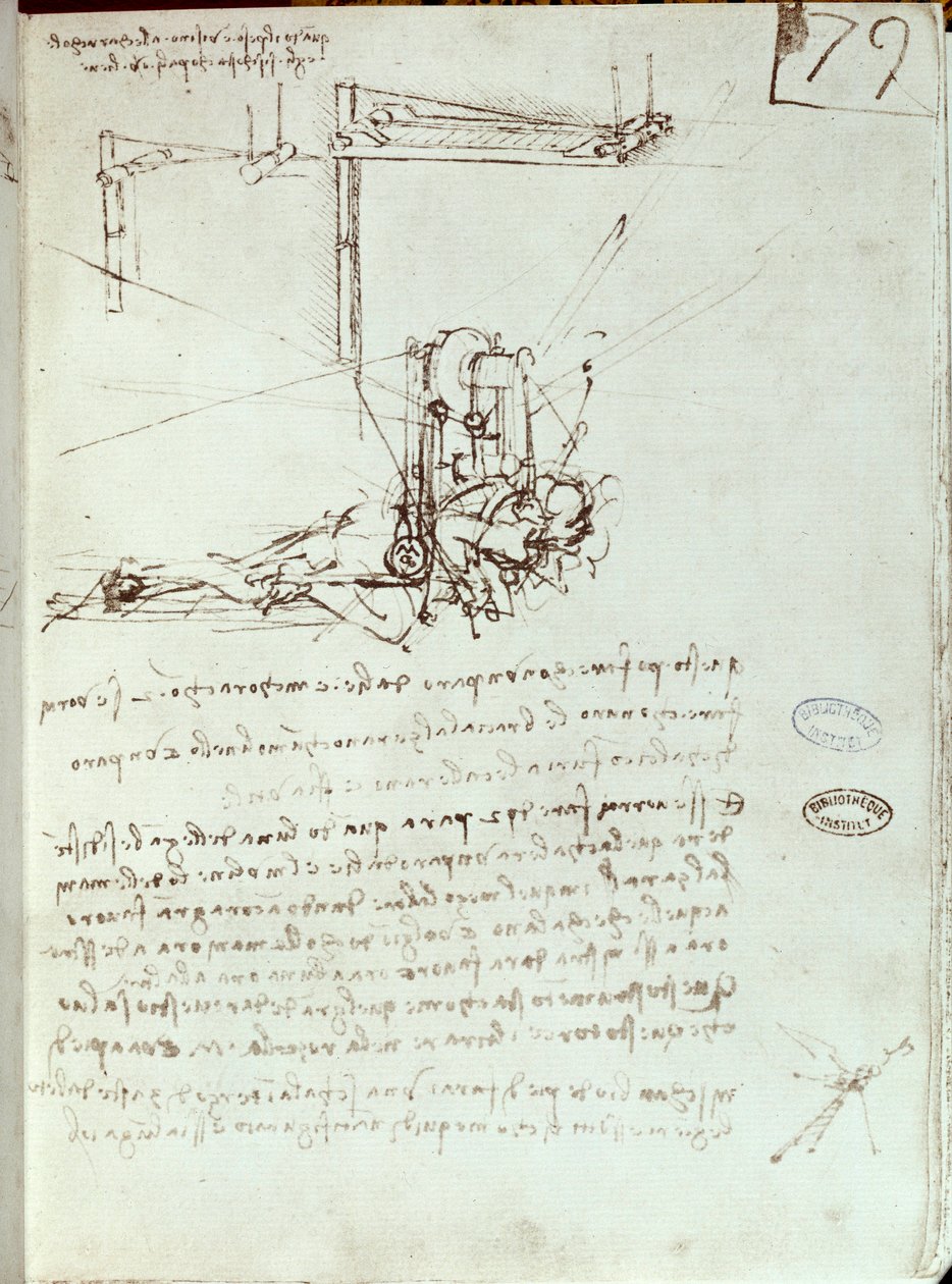 Letící strojní kreslení. Rukopis Leonarda De Vinciho (Leonardo da Vinci od Leonardo da Vinci