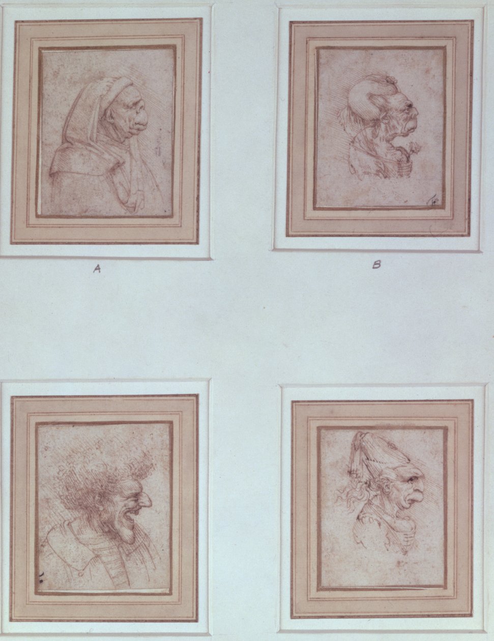 Čtyři karikatury od Leonardo da Vinci