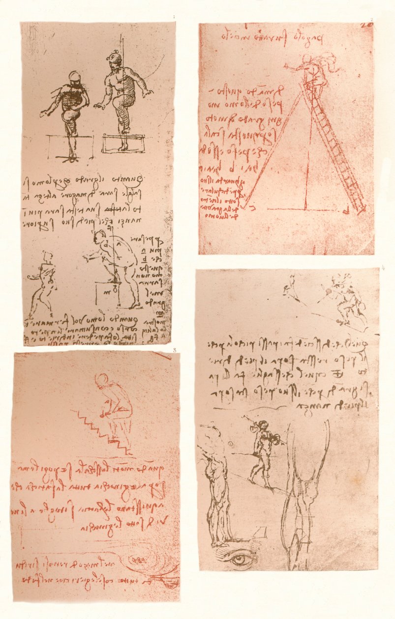 Čtyři kresby ilustrující teorii pohybů lidské postavy, c1472-c1519 1883 od Leonardo da Vinci