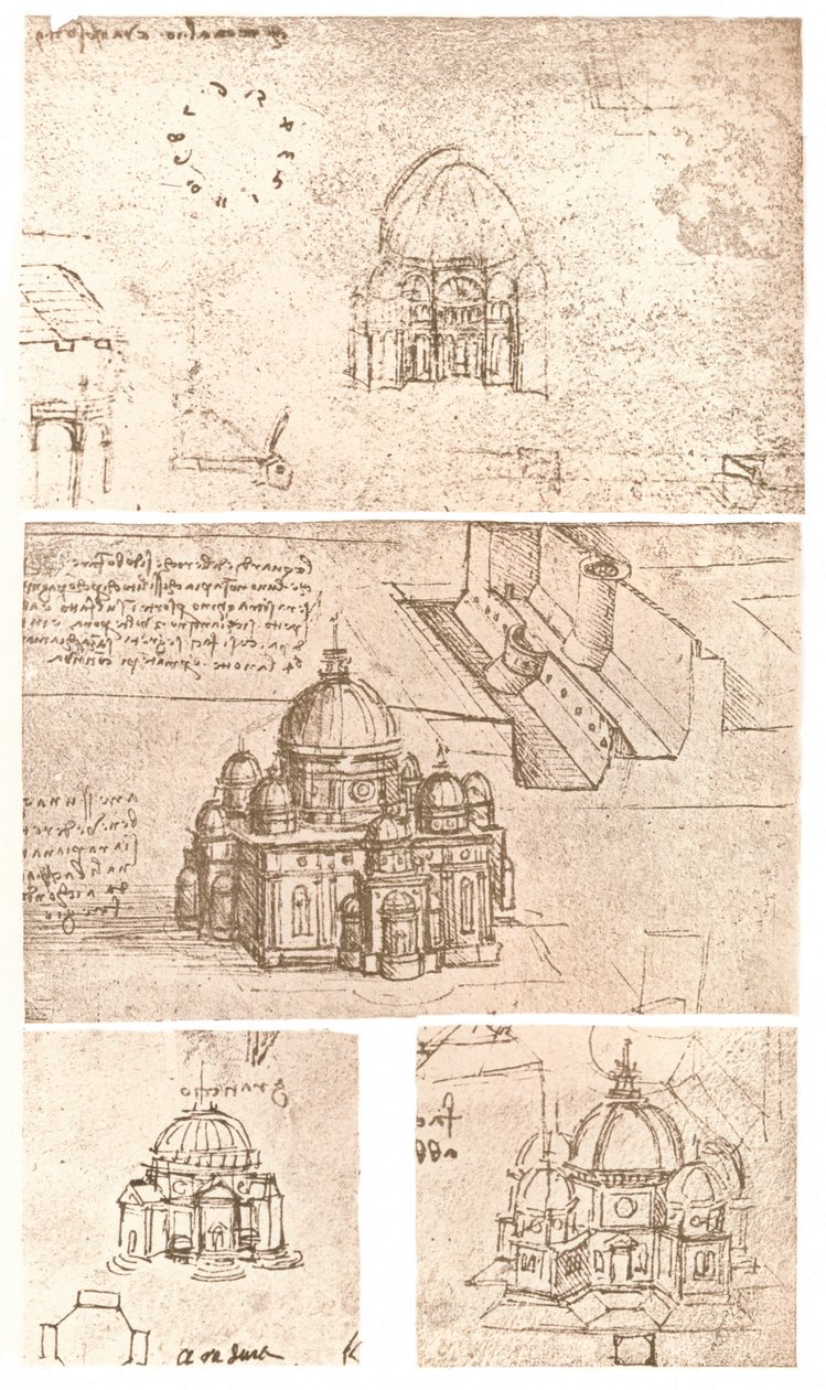 Čtyři kresby církevní architektury, c1472-c1519 1883 od Leonardo da Vinci