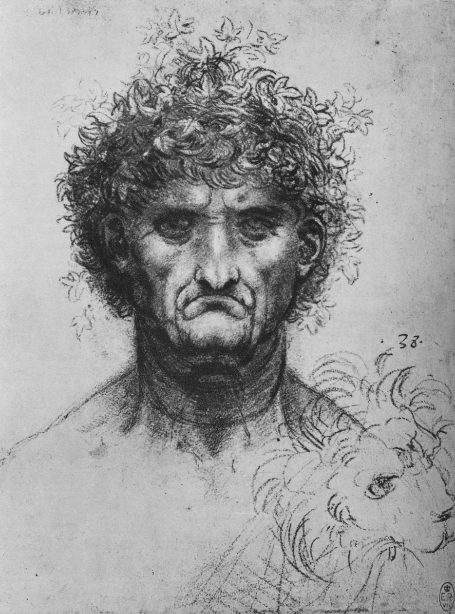Plná tvář starého muže s věncem, c1480 1945 od Leonardo da Vinci