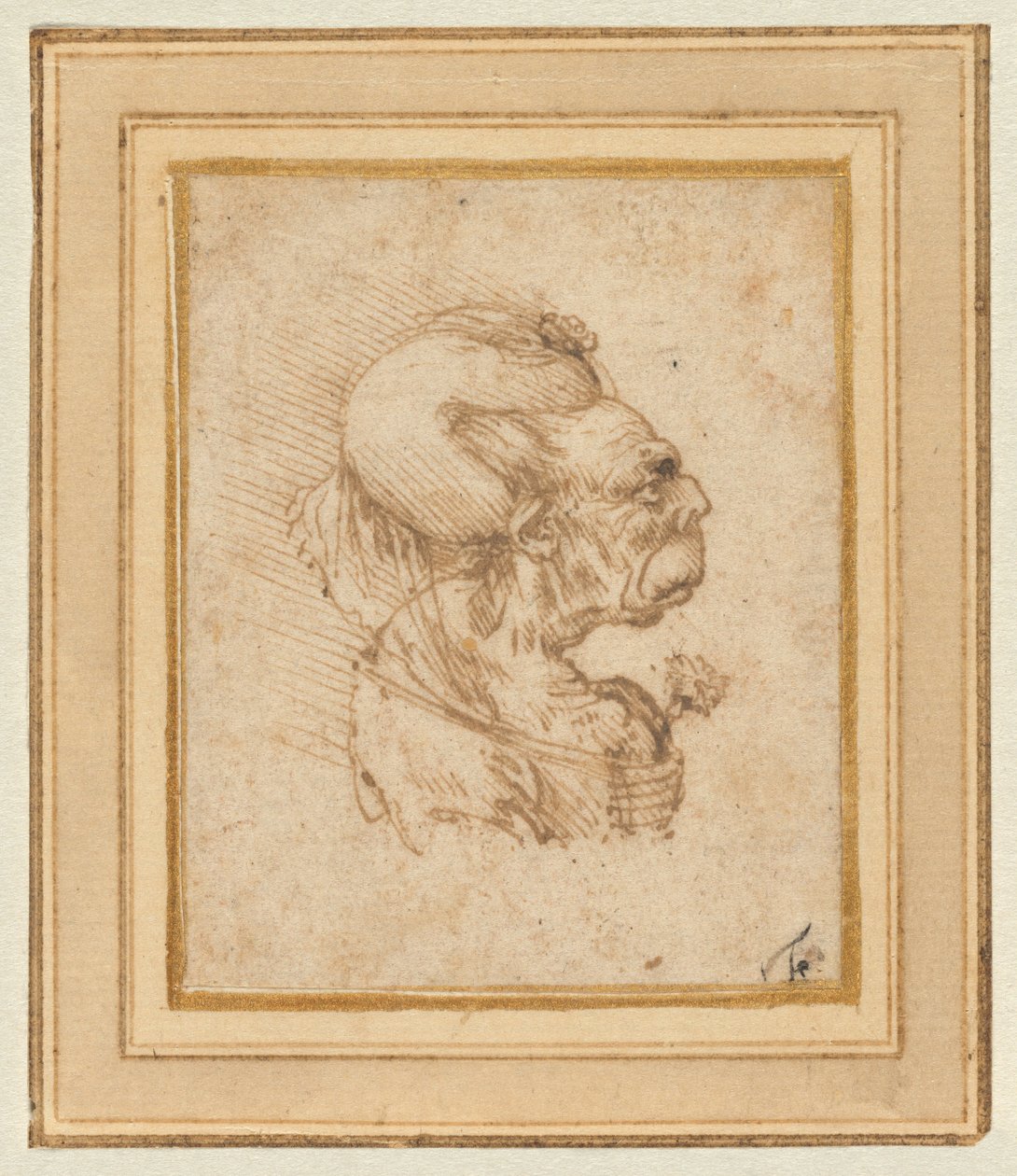 Groteskní hlava staré ženy od Leonardo da Vinci