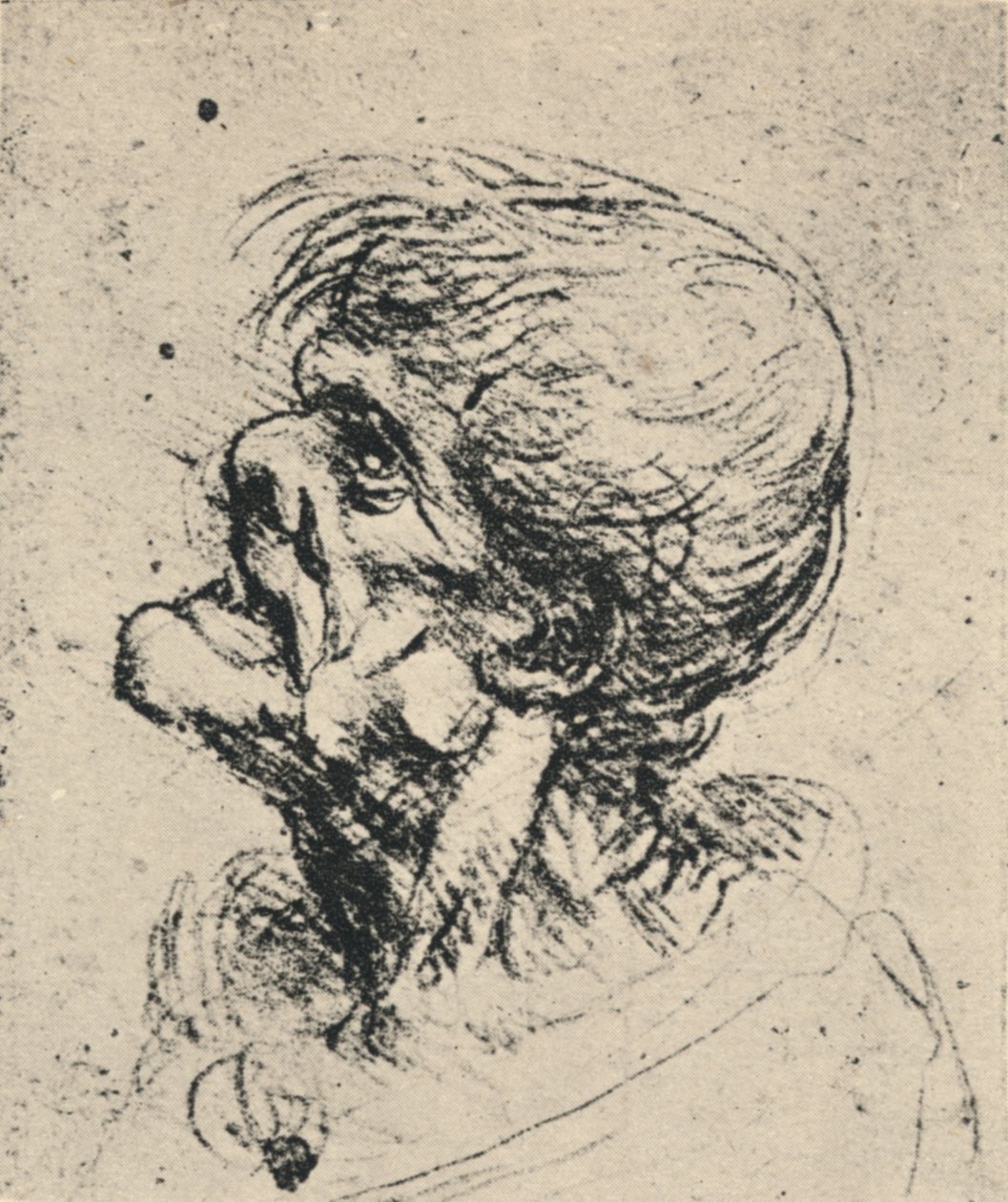 Groteskní profil vlevo, c1480 1945 od Leonardo da Vinci