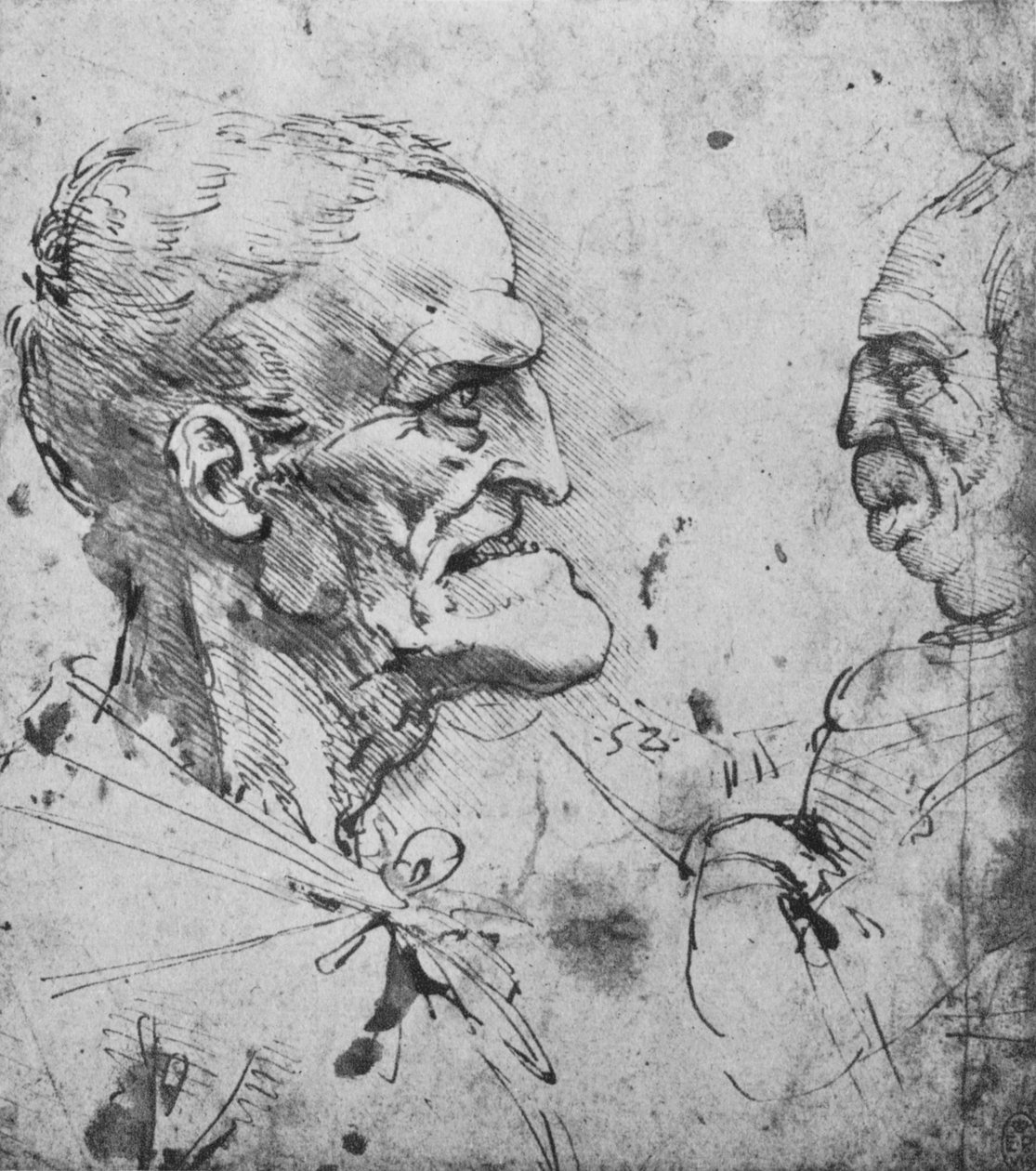 Groteskní profily muže a ženy tváří v tvář, c1480 1945 od Leonardo da Vinci