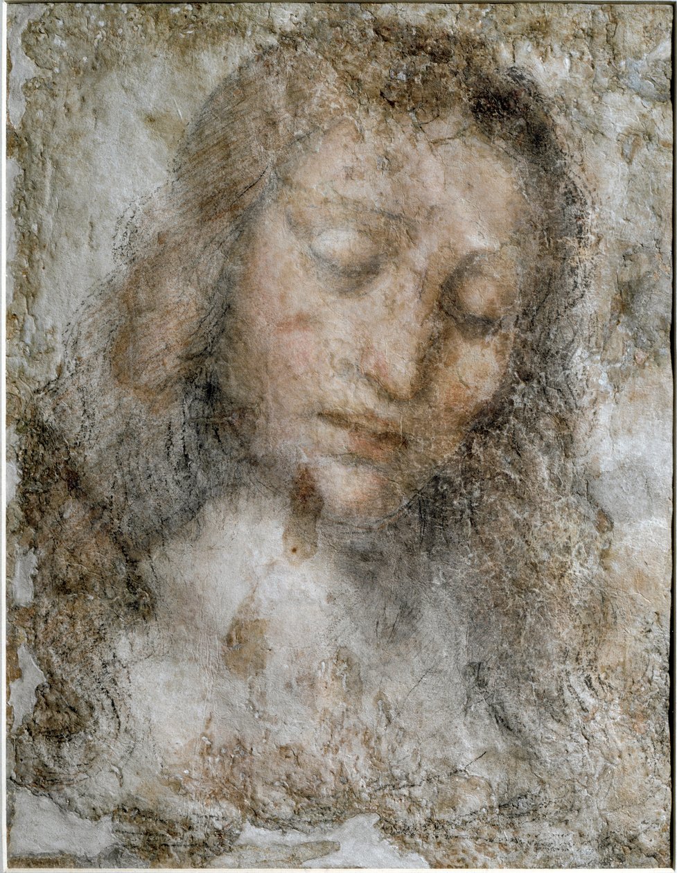 Hlava Krista Vykupitele - Kresba od Leonardo da Vinci