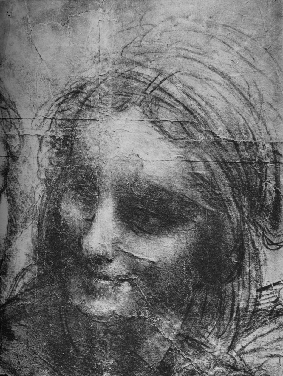 Hlava svaté Anny - panna a dítě se sv. Annou a nemluvnětem sv. od Leonardo da Vinci
