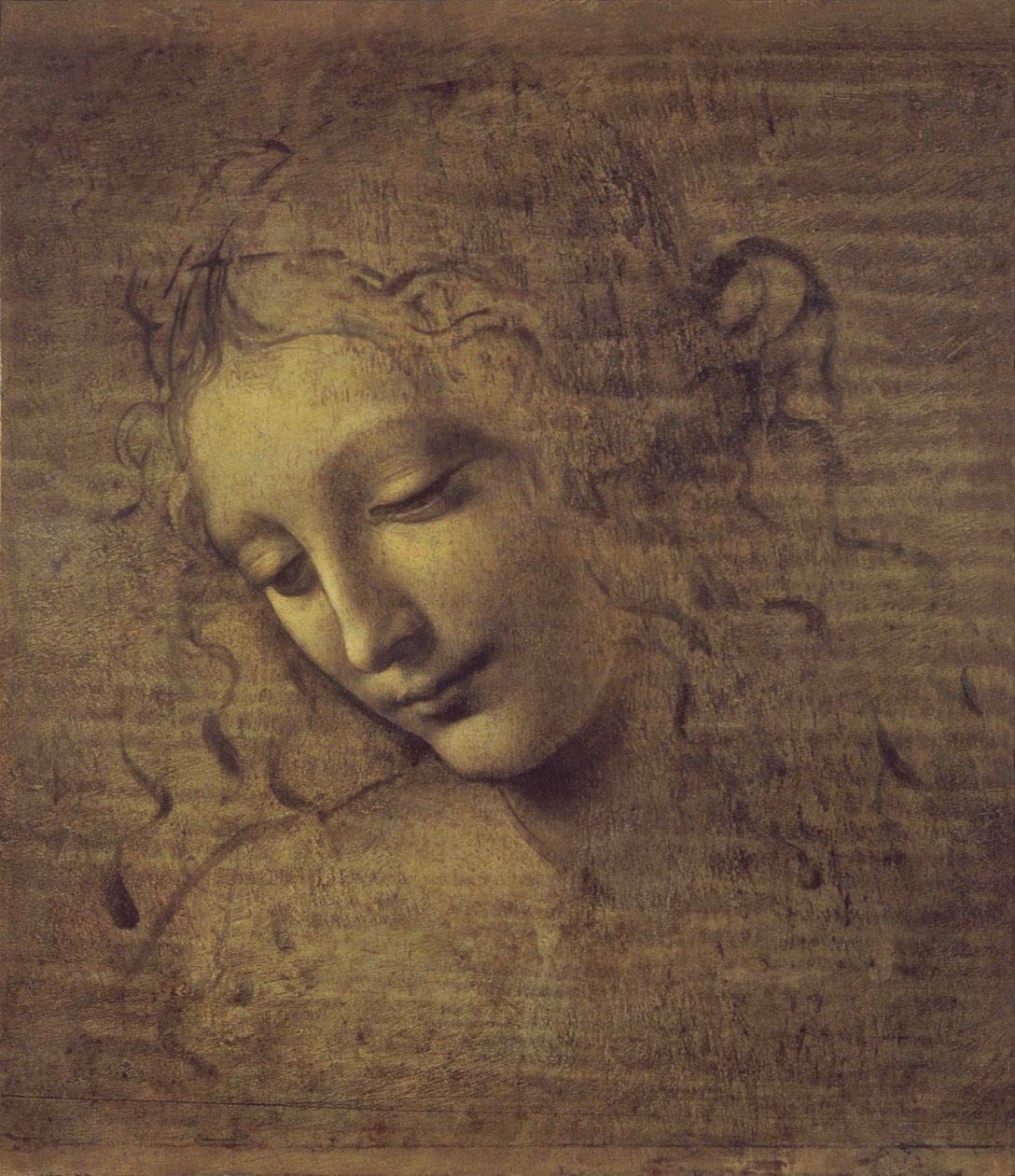 Hlava ženy La Scapigliata, 1500s od Leonardo da Vinci