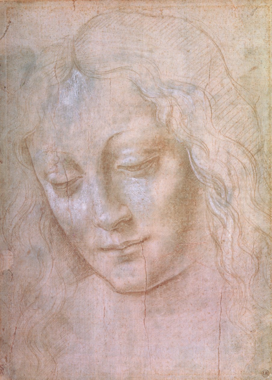 Hlava ženy (kovový hrot zvýšený kvašem) od Leonardo da Vinci