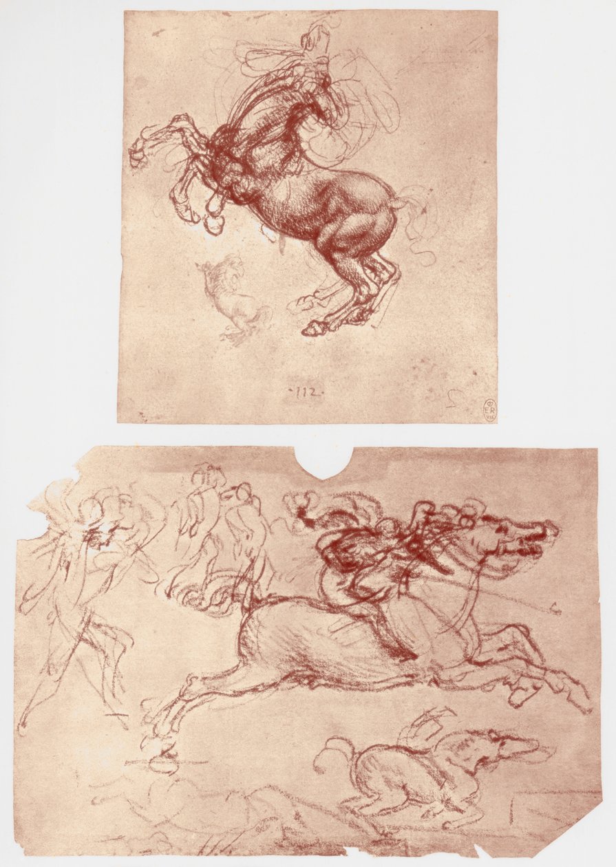 Chov koní a jezdci a pěší vojáci, c1504. od Leonardo da Vinci