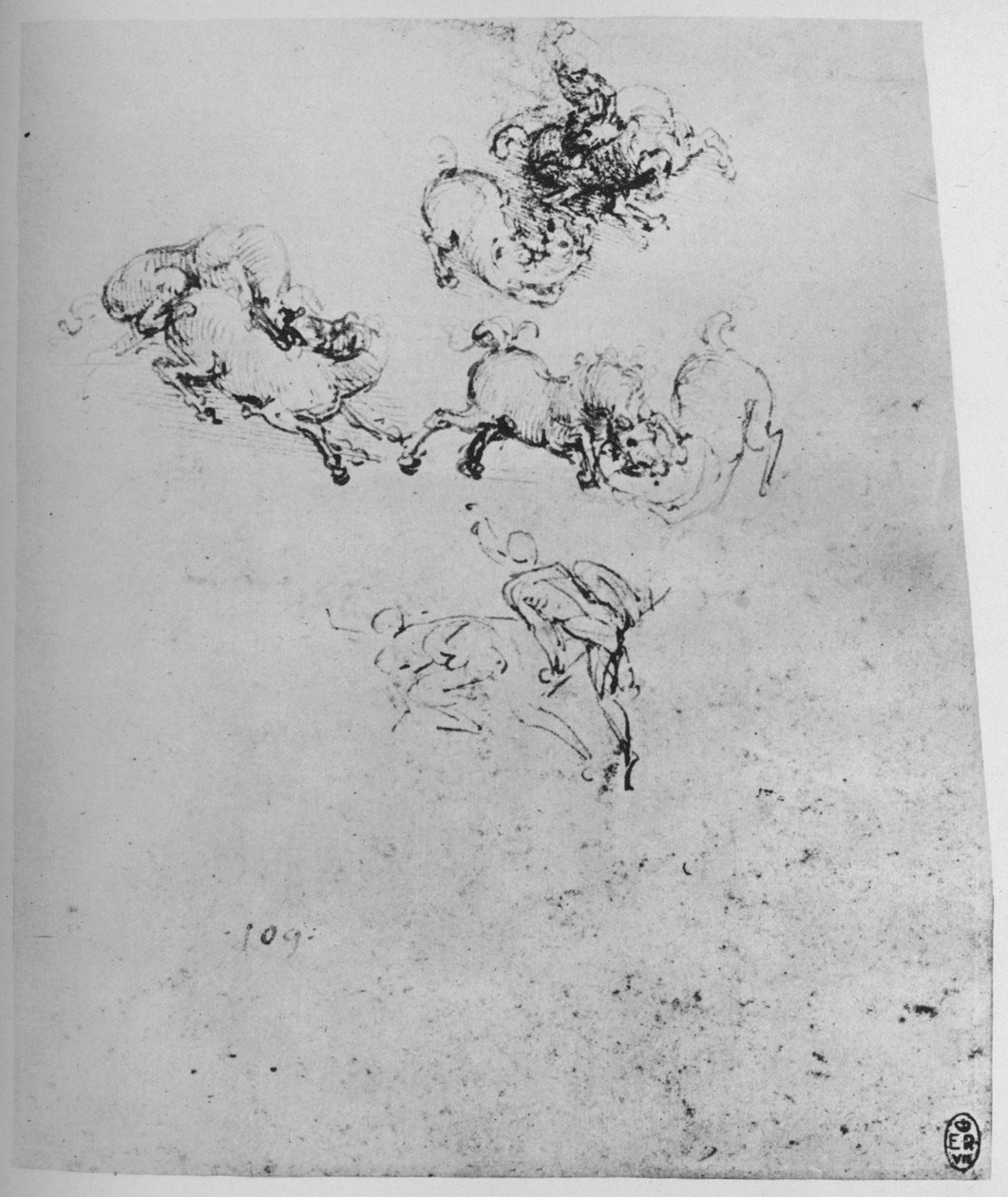 Koně a jezdci v boji, c1480 1945 od Leonardo da Vinci