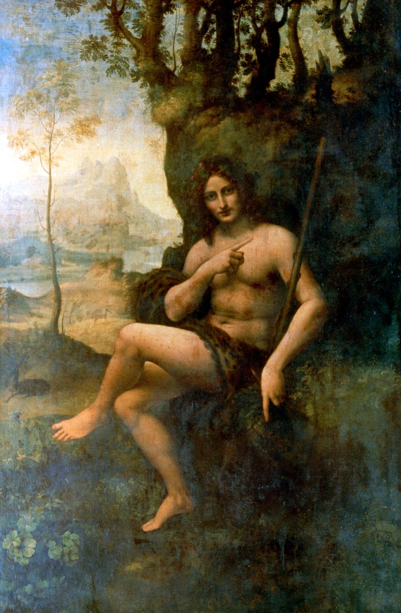 Jana Křtitele, s atributy Bacchus, 1513-1516. od Leonardo da Vinci