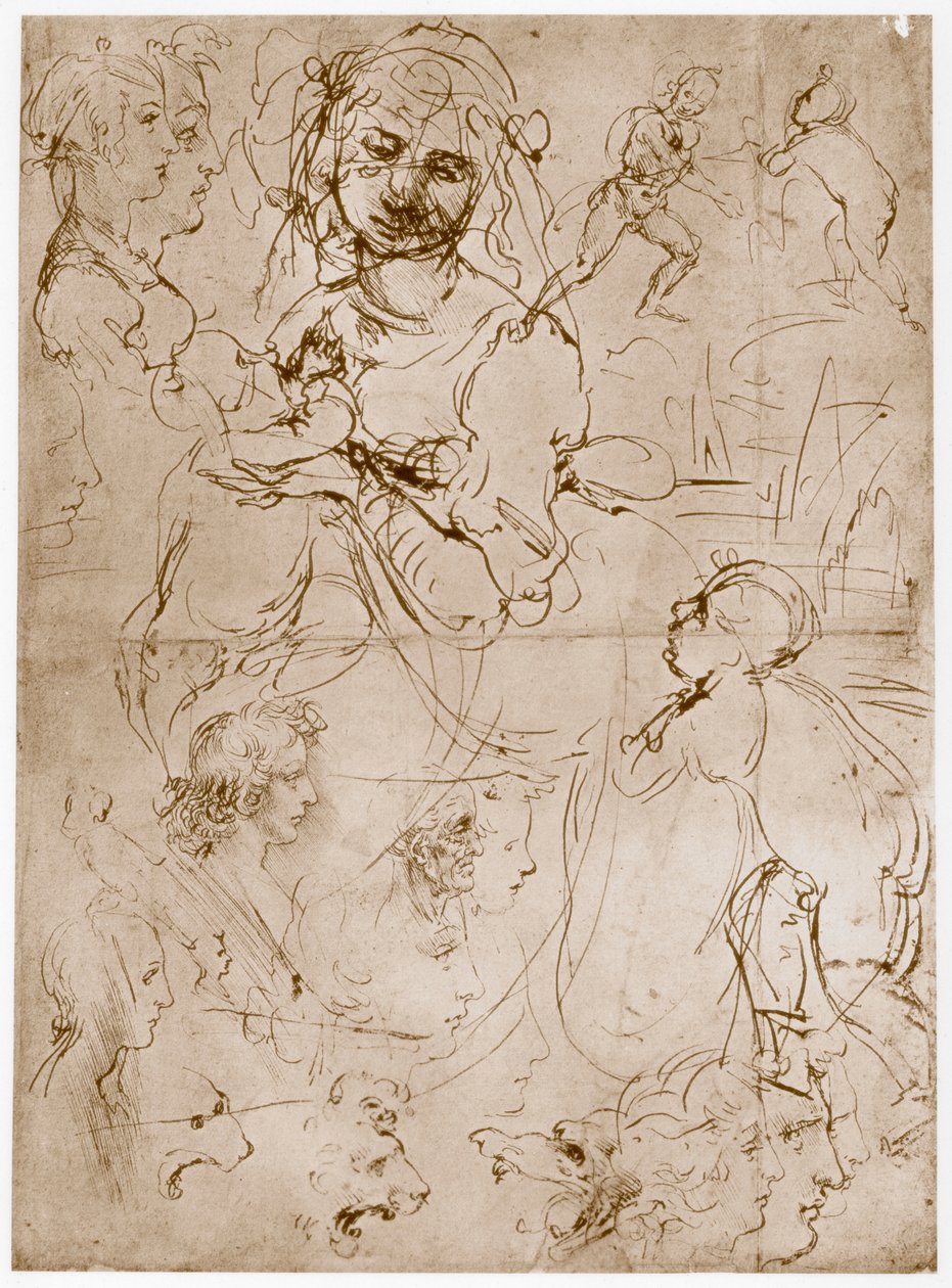Klečící Madona s dítětem a sv. Jan, 1478-1480 od Leonardo da Vinci