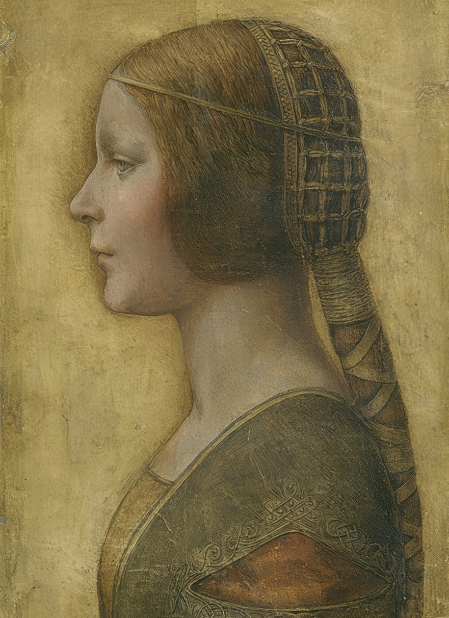 Krásná princezna. Um 1496 od Leonardo da Vinci