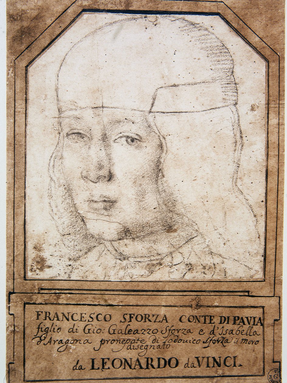 Leonardo da Vinci (Leonardo da Vinci) (1452 - 1519): Portrét Františka (Francesca) Sforzy (1491-1512), syna Gian Galeazzo Maria Sforza (Jean Galeas Marie Sforza) (1469-1494), vévody z Milána od Leonardo da Vinci