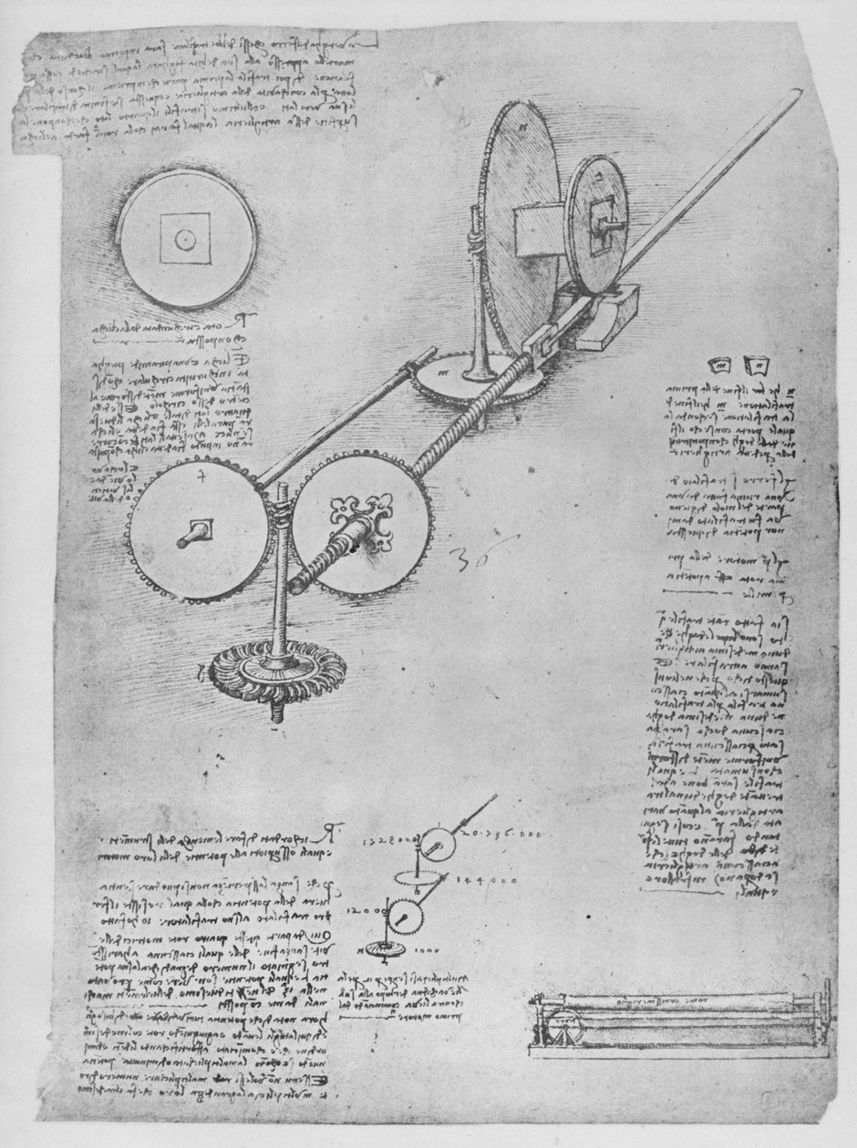 Stroj na tvarování železných tyčí pro výrobu děl, c1480 1945 od Leonardo da Vinci