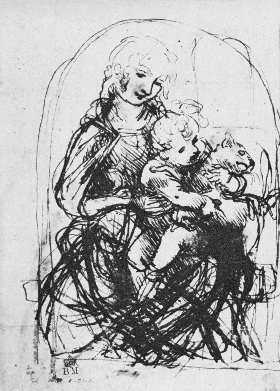 Madonna a dítě s kočkou, 1478-1481 1945 od Leonardo da Vinci