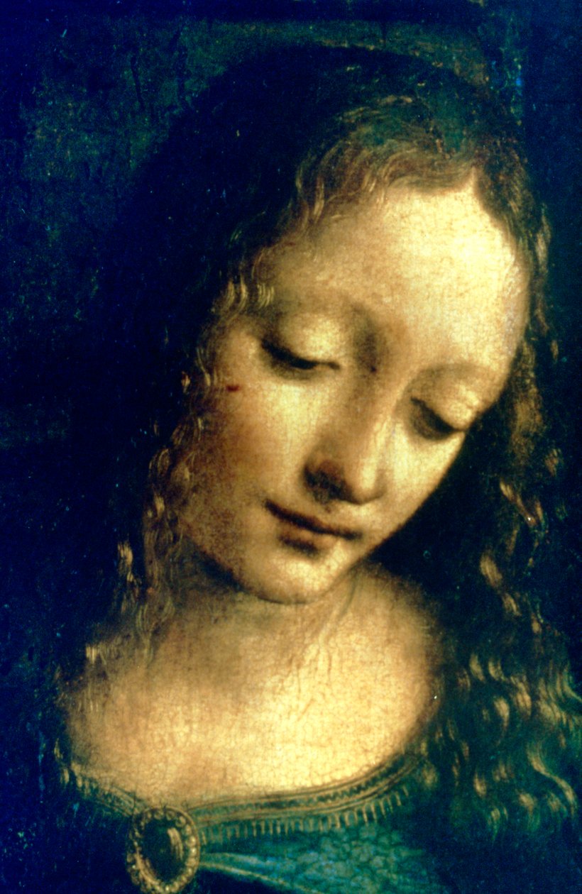 Detail Madony ze skal, 1482-1486 od Leonardo da Vinci
