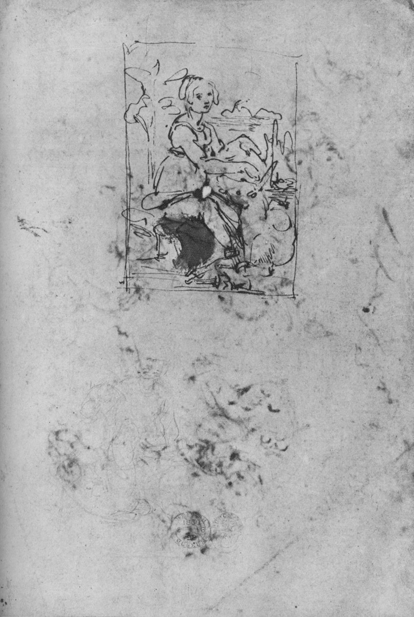 Panna s jednorožcem, c1478-1480 1945 od Leonardo da Vinci