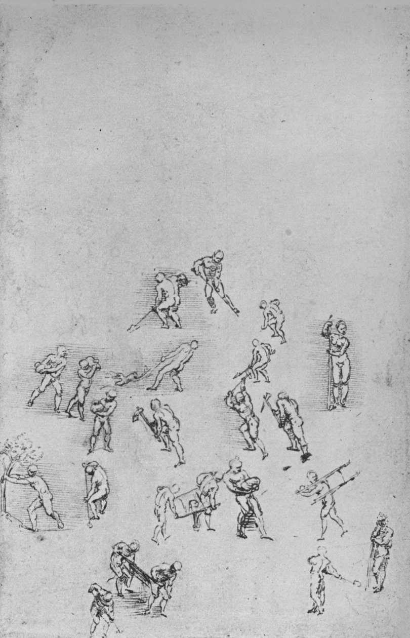 Muži kopou, nosí zemi atd., c1480 1945 od Leonardo da Vinci