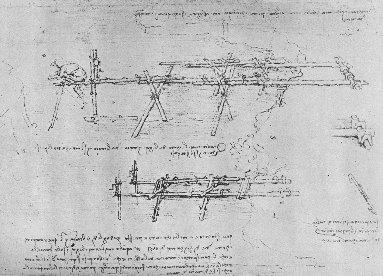 Method of Constructing a Trestle Bridge, c1480 1945 od Leonardo da Vinci