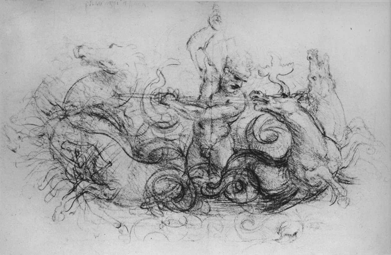 Neptun se čtyřmi mořskými koňmi, c1480 1945 od Leonardo da Vinci