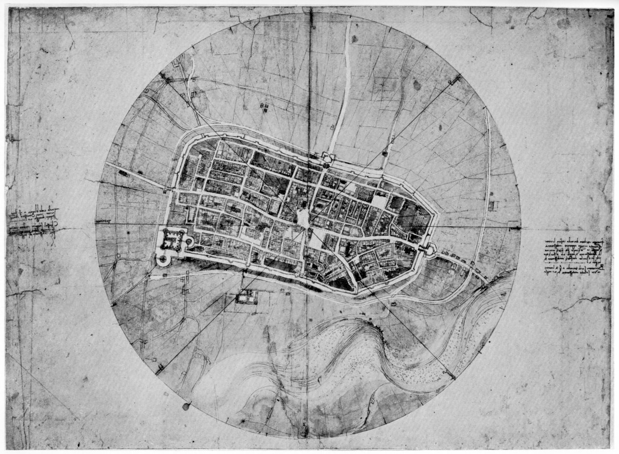 Plán Imola, Itálie, c1502 1954 od Leonardo da Vinci