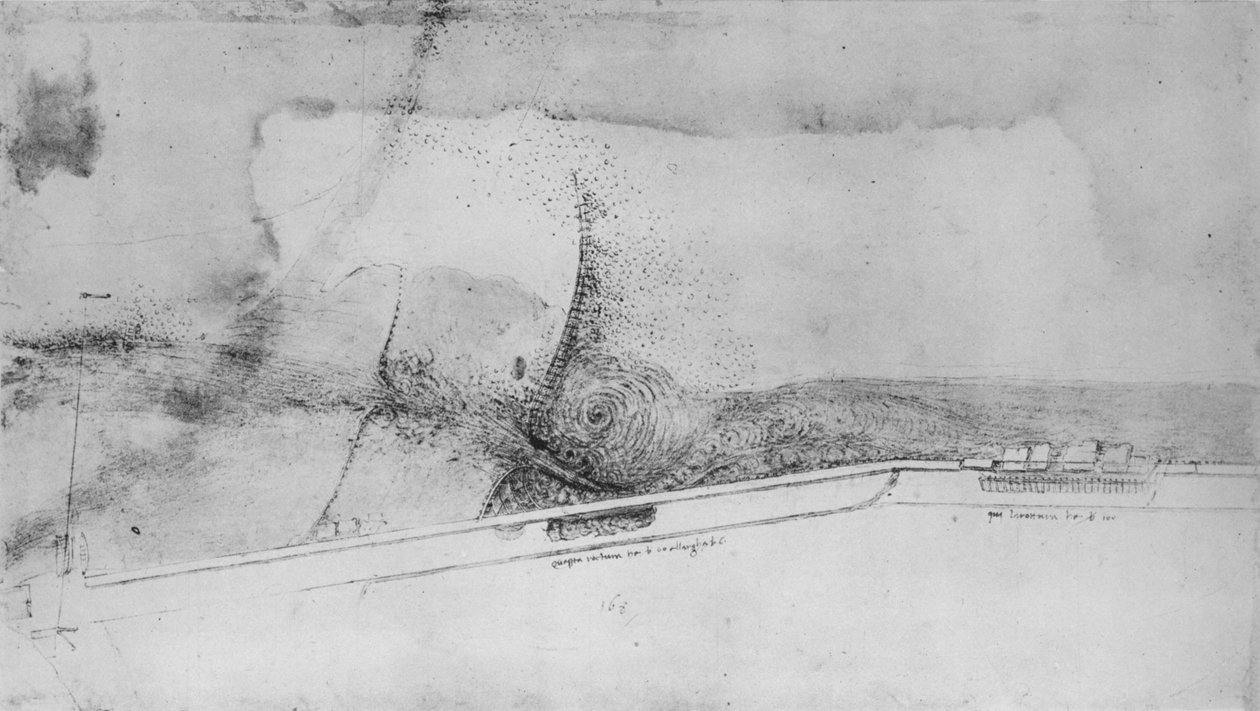 Plán nábřeží pro odklonění Arna, c1480 1945 od Leonardo da Vinci