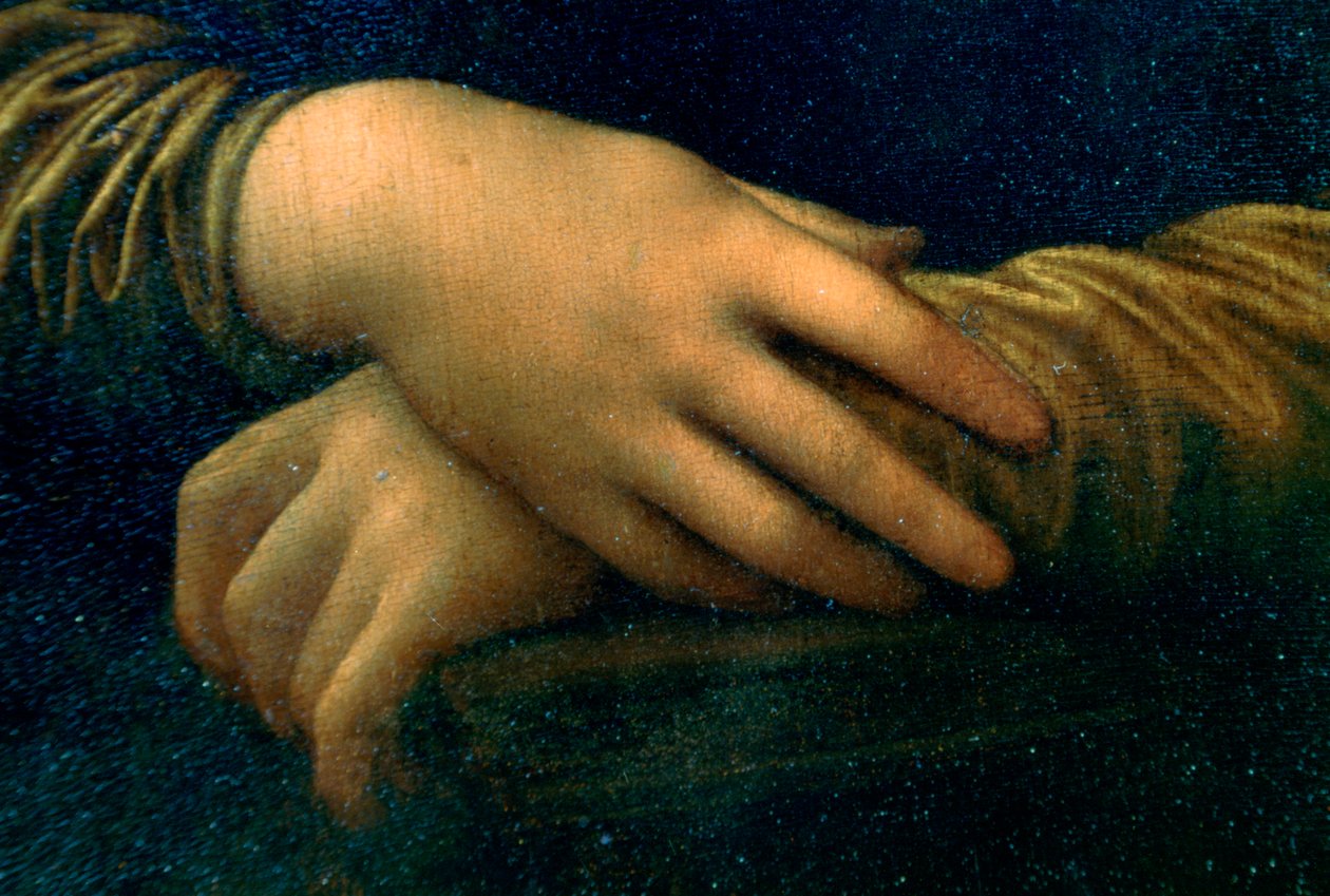 Detail portrétu Mony Lisy, 1503-1506 od Leonardo da Vinci