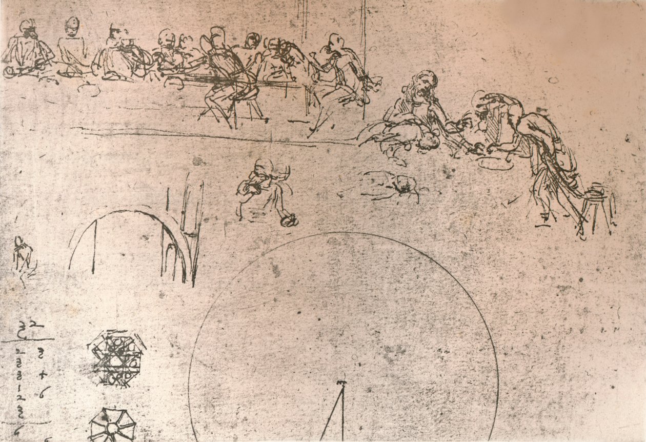 Přípravná skica k obrazu "Poslední večeře", c1494-c1499 1883 od Leonardo da Vinci