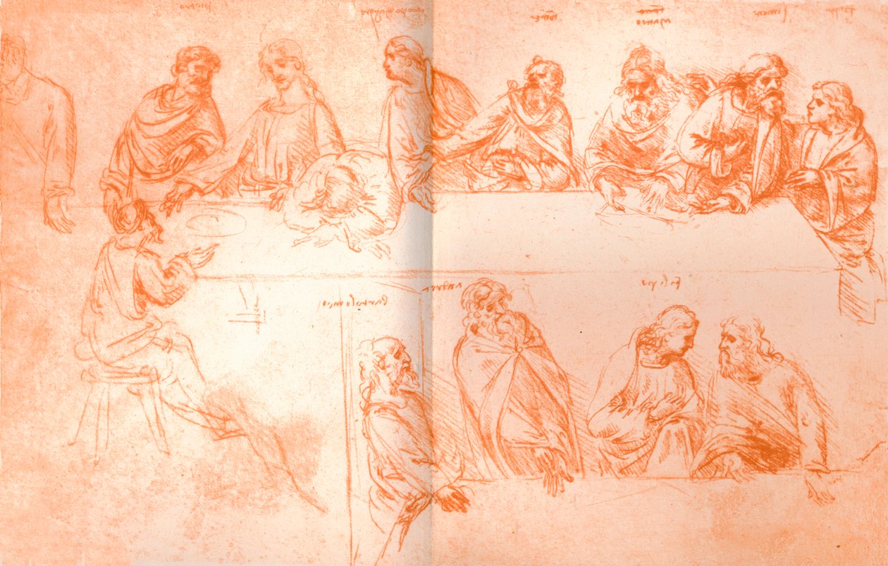 Přípravná skica k obrazu "Poslední večeře", c1494-c1499 1883 od Leonardo da Vinci