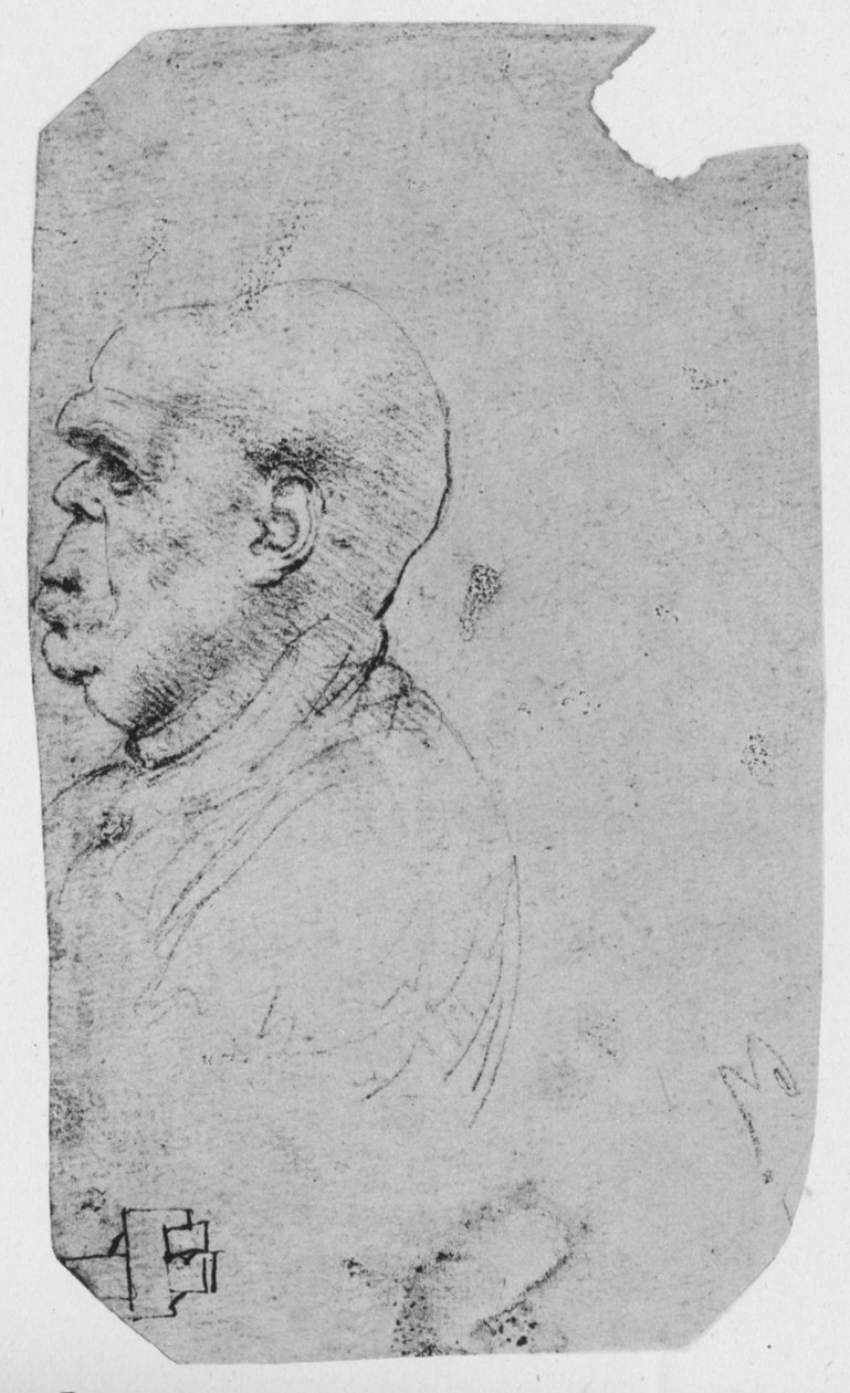 Profil plešatého muže nalevo, c1480 1945 od Leonardo da Vinci