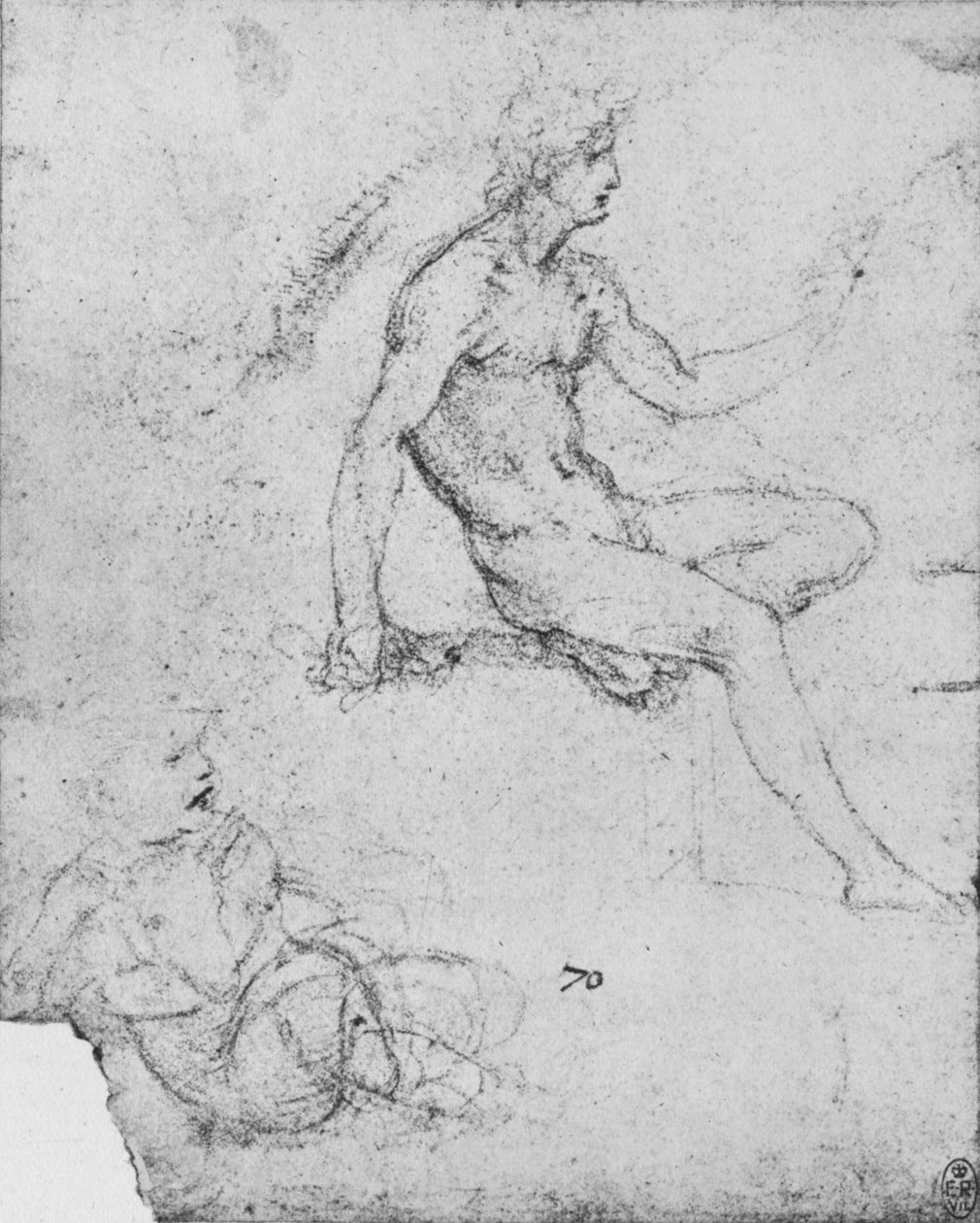 Sedící akt s dítětem s jehněčím, c1480 1945 od Leonardo da Vinci